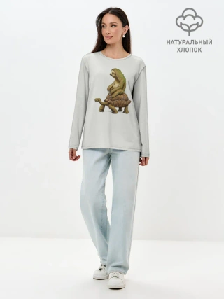 Лонгслив женский. Хлопок / Ленивец и Черепаха