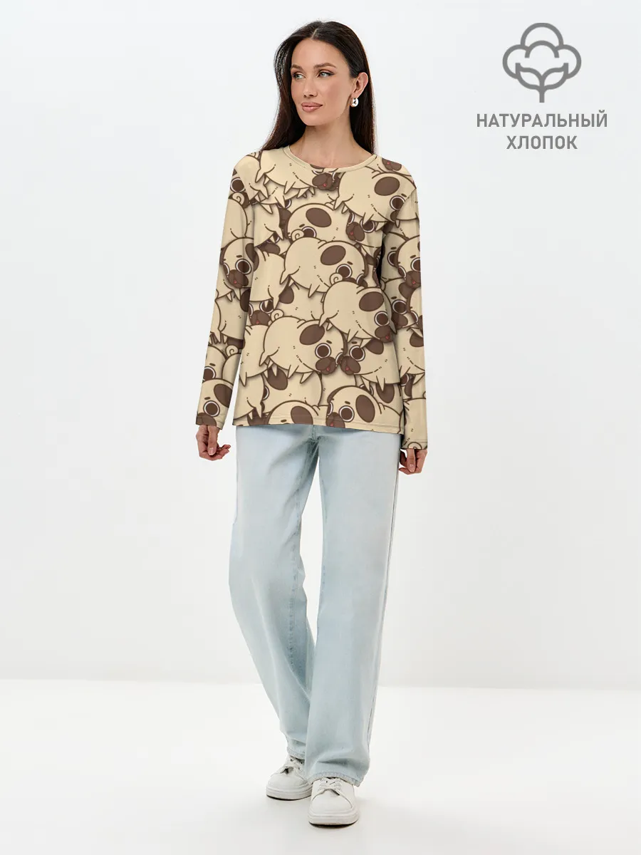 Лонгслив женский. Хлопок / мопс