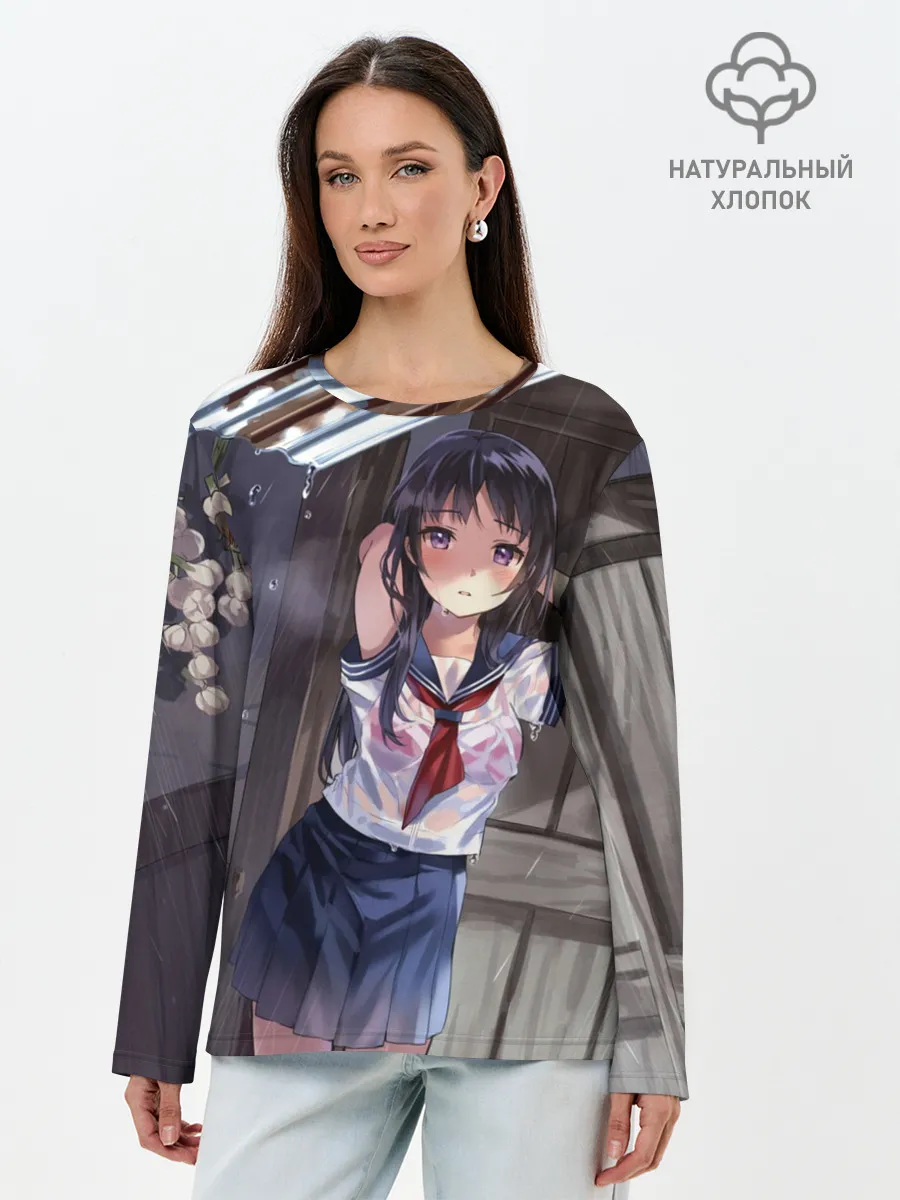 Лонгслив женский. Хлопок / Летний дождь