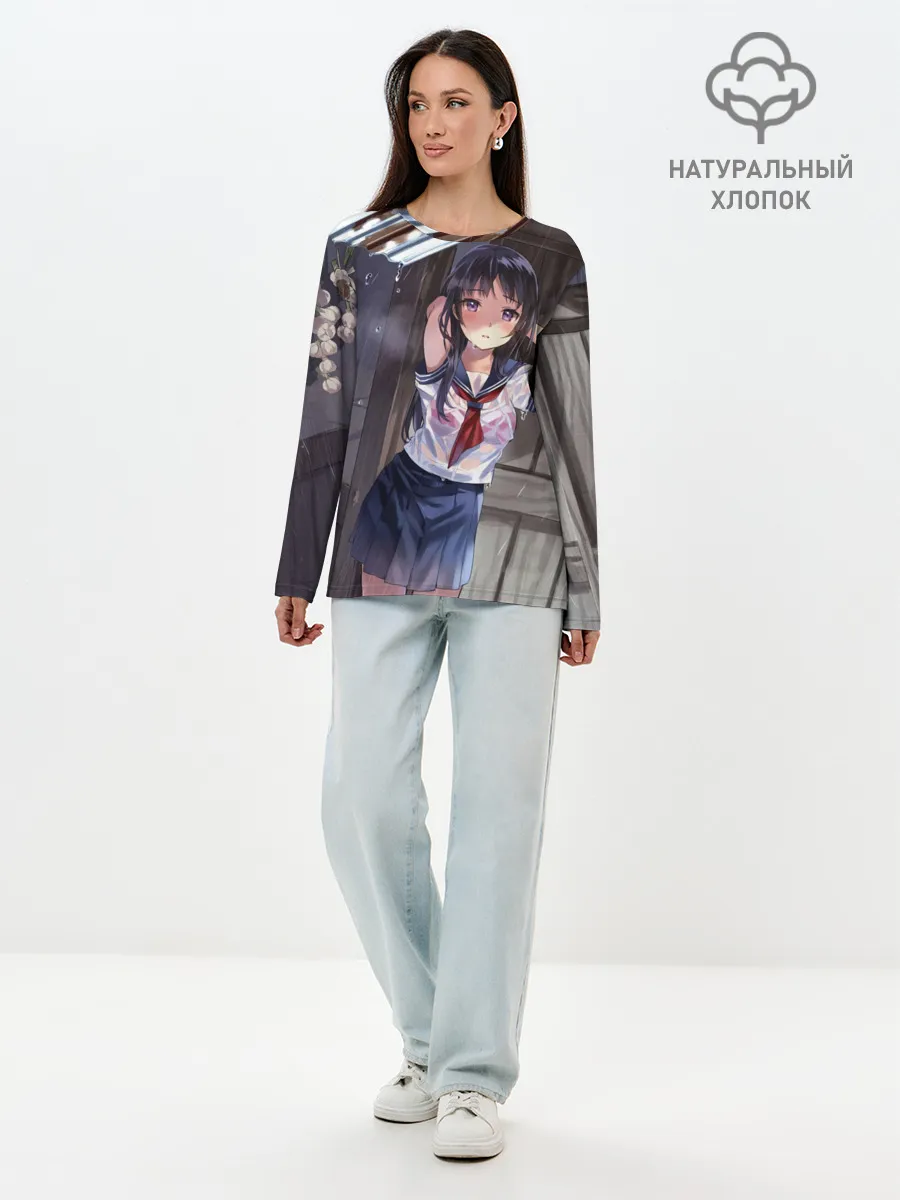 Лонгслив женский. Хлопок / Летний дождь