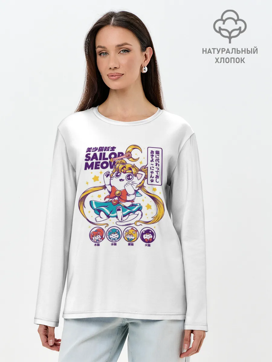 Лонгслив женский. Хлопок / Sailor Meow