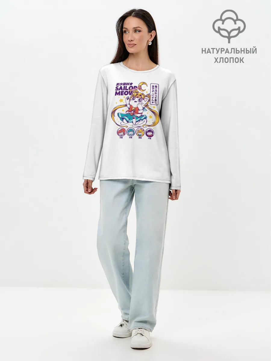 Лонгслив женский. Хлопок / Sailor Meow