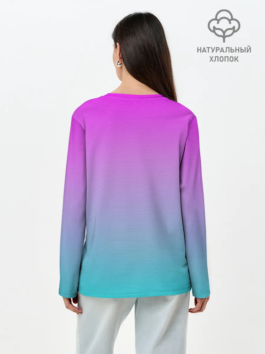 Лонгслив женский. Хлопок / Пальмы 80s