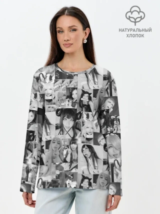 Лонгслив женский. Хлопок / REAL AHEGAO - фото Ахегао