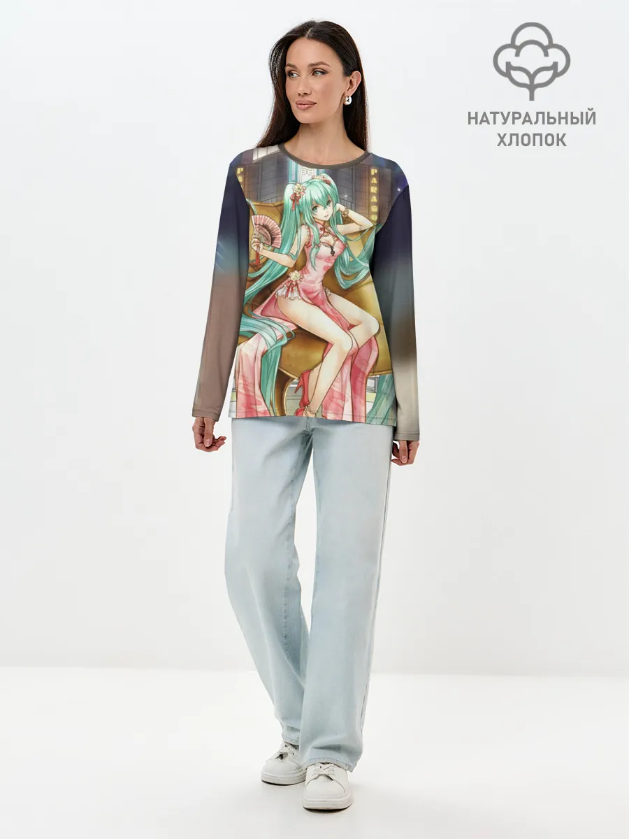Лонгслив женский. Хлопок / Hatsune Moku на троне