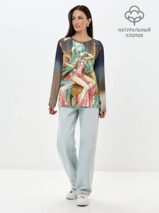 Лонгслив женский. Хлопок / Hatsune Moku на троне