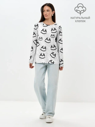 Лонгслив женский. Хлопок / MARSHMELLO PATTERN