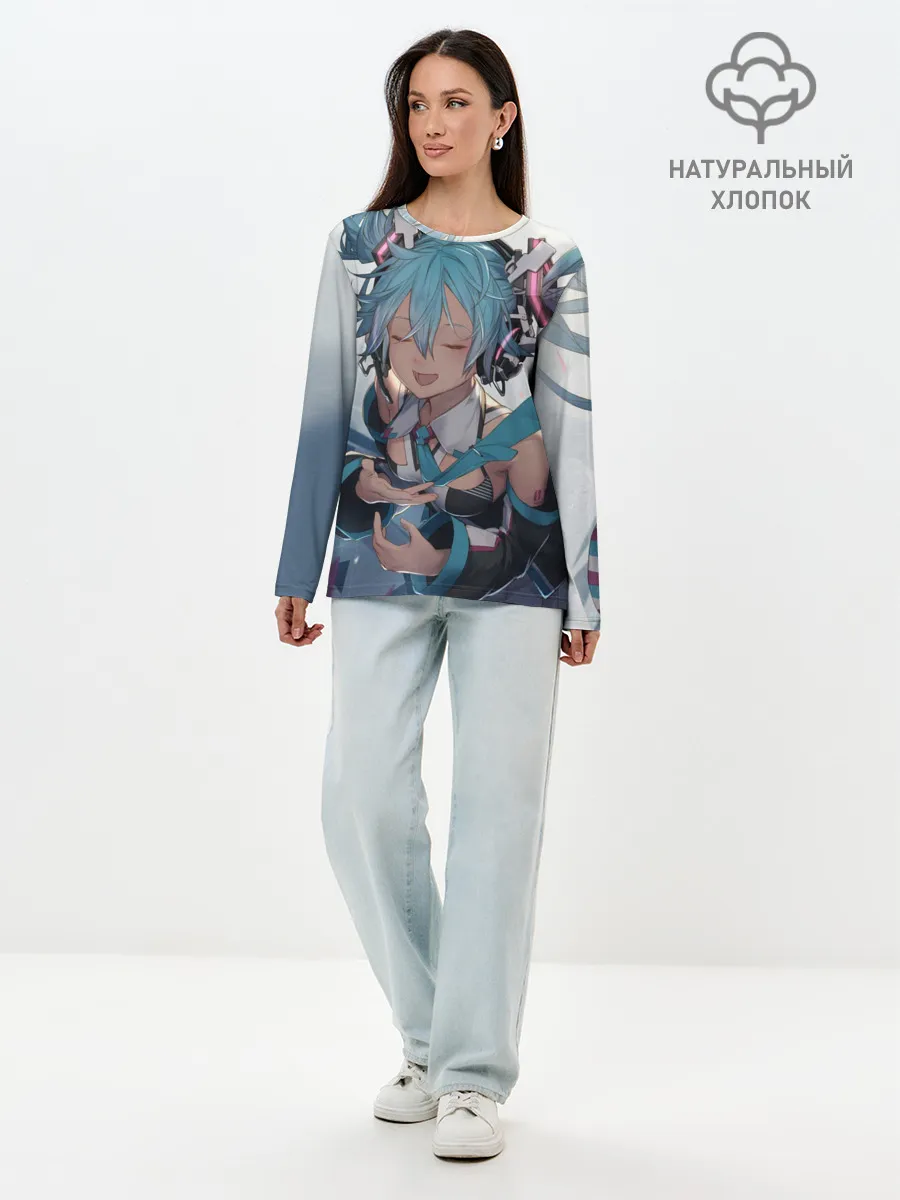 Лонгслив женский. Хлопок / Безумная Хатсуне