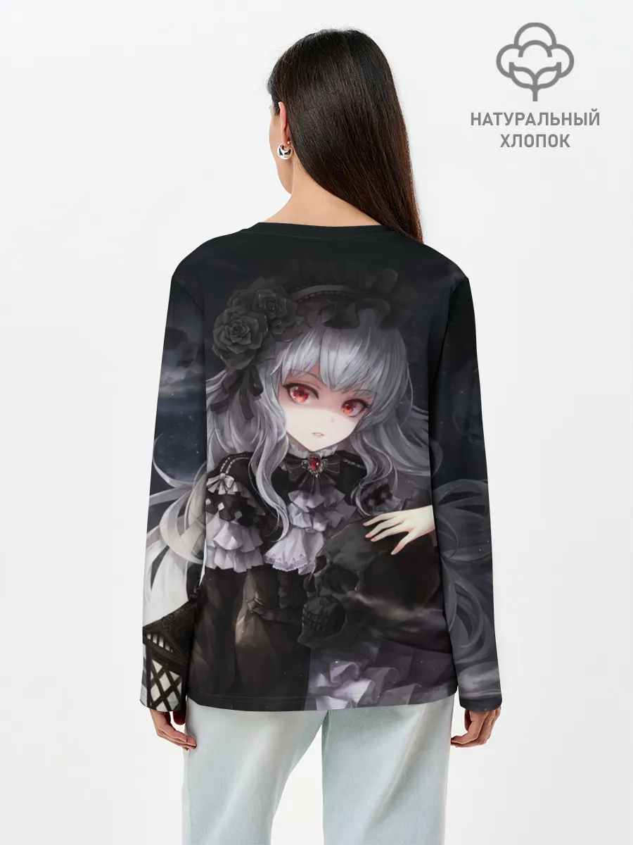 Лонгслив женский. Хлопок / Темная Хатсуне Мику