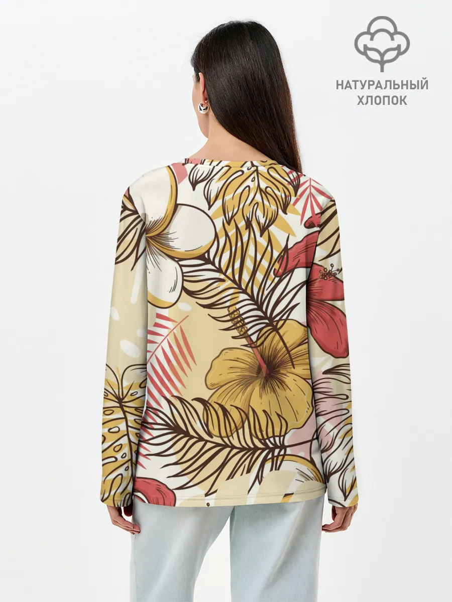 Лонгслив женский. Хлопок / Тропики