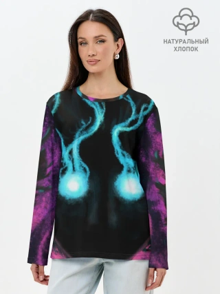 Лонгслив женский. Хлопок / Mob psycho 100 power