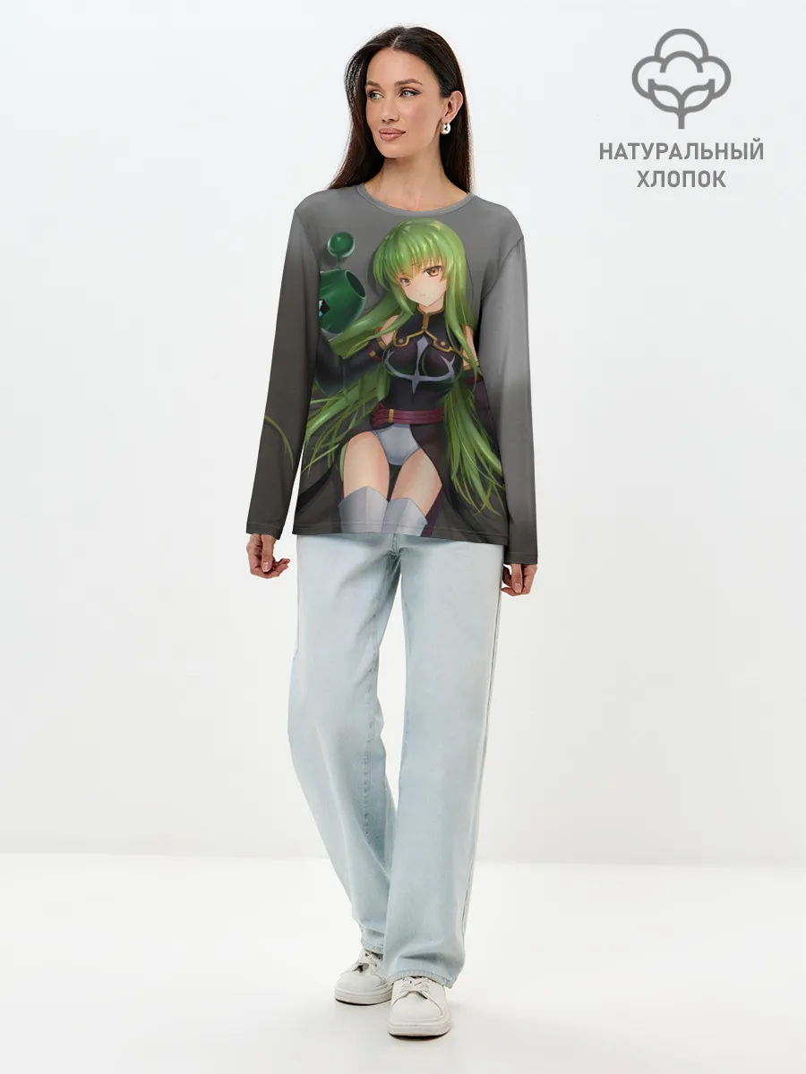 Лонгслив женский. Хлопок / Code Geass art gray