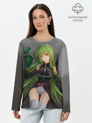 Лонгслив женский. Хлопок / Code Geass art gray