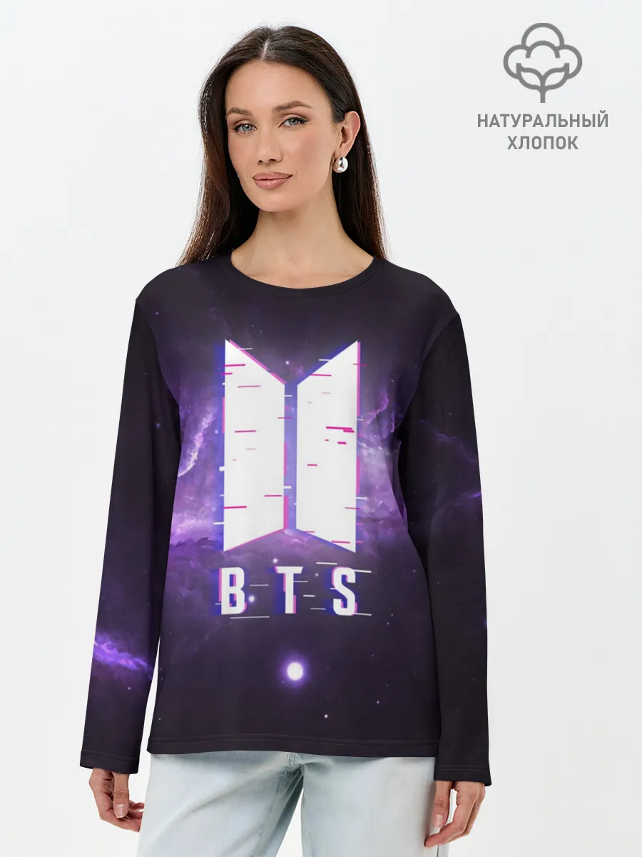 Лонгслив женский. Хлопок / BTS SPACЕ 3D / БТС КОСМОС