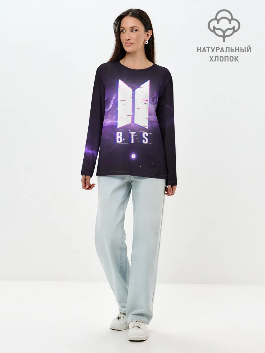 Лонгслив женский. Хлопок / BTS SPACЕ 3D / БТС КОСМОС