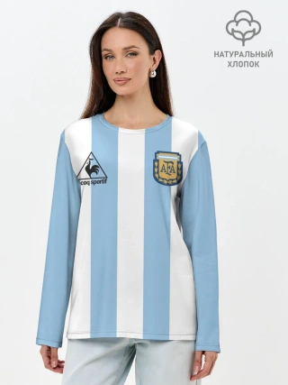 Лонгслив женский. Хлопок / Марадона Аргентина ретро
