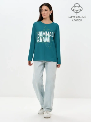 Лонгслив женский. Хлопок / HammAli Navai blue