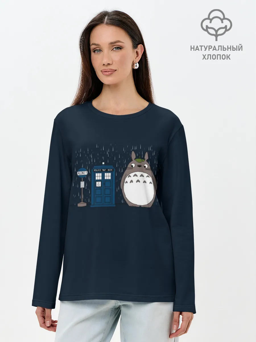 Лонгслив женский. Хлопок / Тоторо и Тардис
