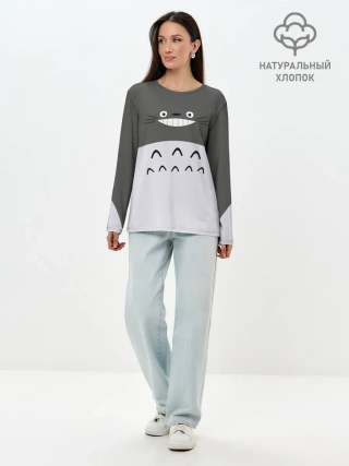 Лонгслив женский. Хлопок / Большой Тоторо