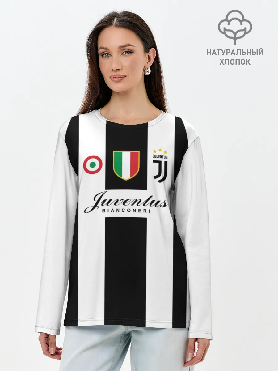 Лонгслив женский. Хлопок / JUVENTUS BIANCONERI
