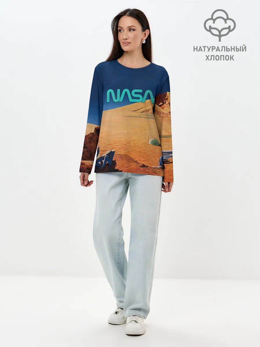 Лонгслив женский. Хлопок / NASA on Mars