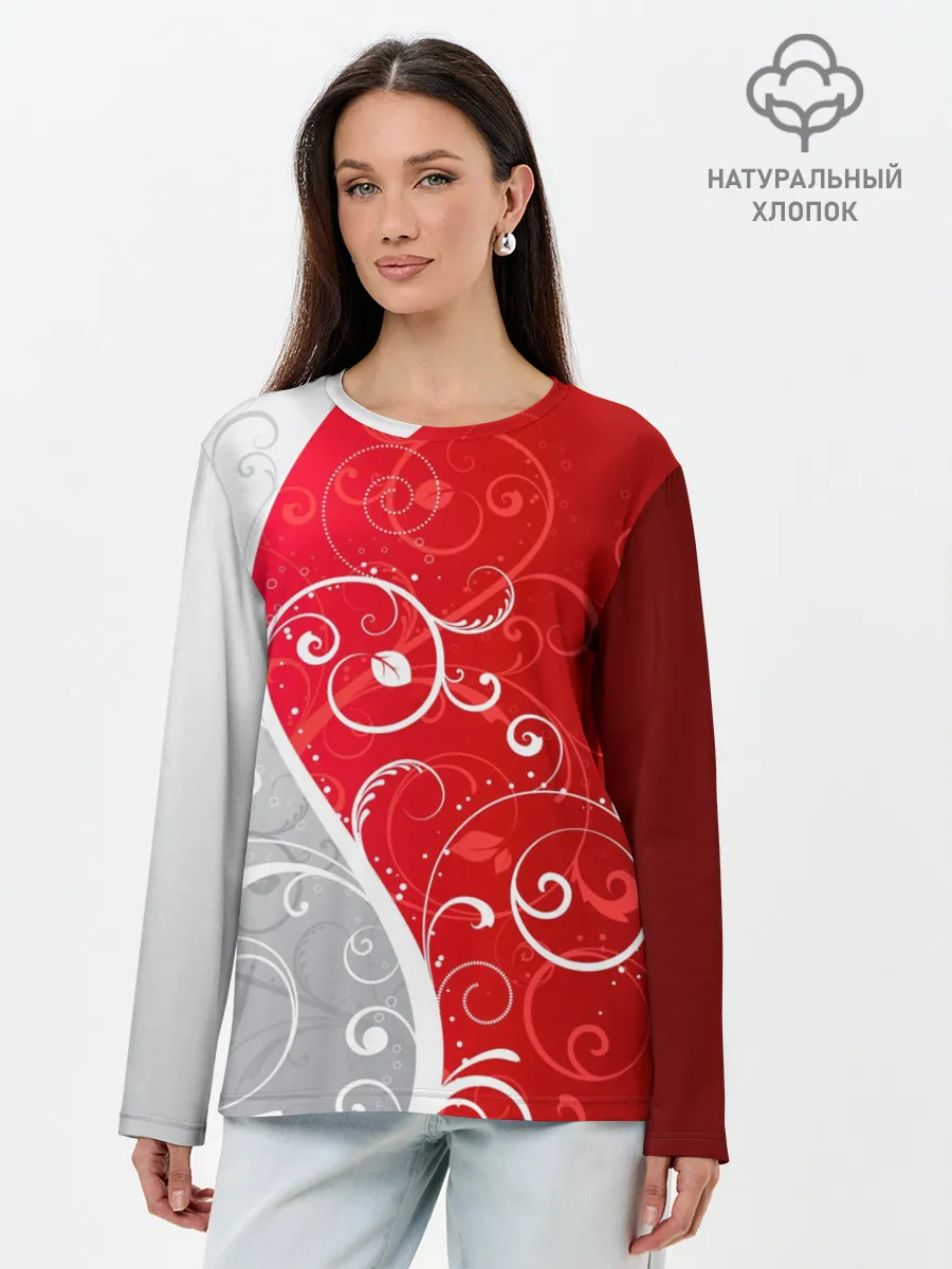 Лонгслив женский. Хлопок / КРУЖЕВО