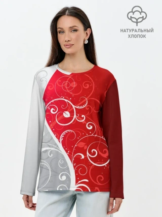 Лонгслив женский. Хлопок / КРУЖЕВО