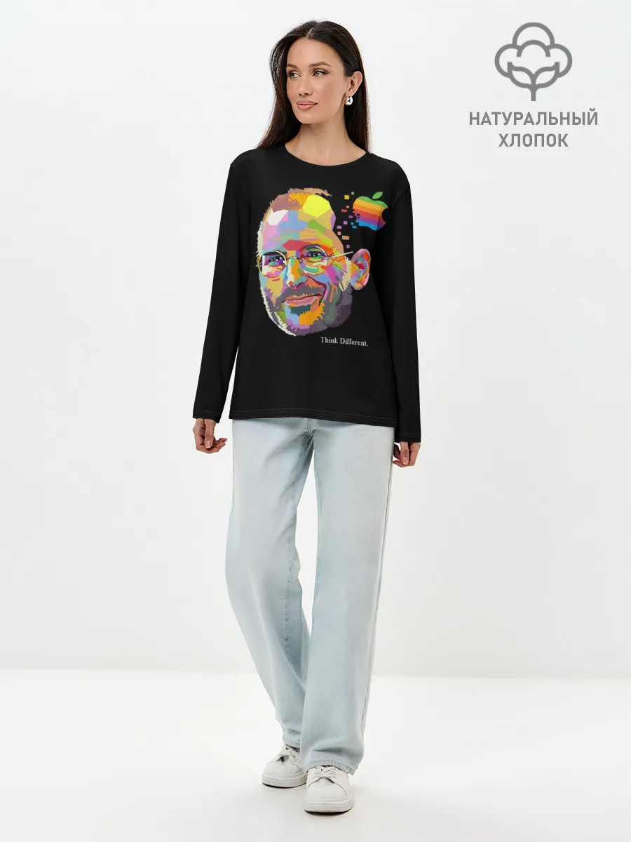 Лонгслив женский. Хлопок / Стив Джобс / Think Different