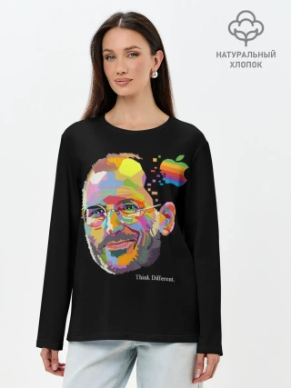 Лонгслив женский. Хлопок / Стив Джобс / Think Different