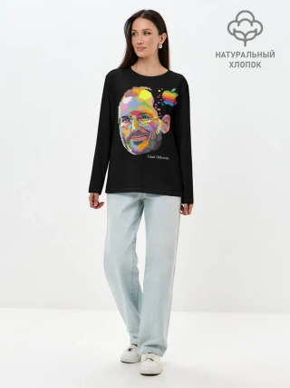 Лонгслив женский. Хлопок / Стив Джобс / Think Different