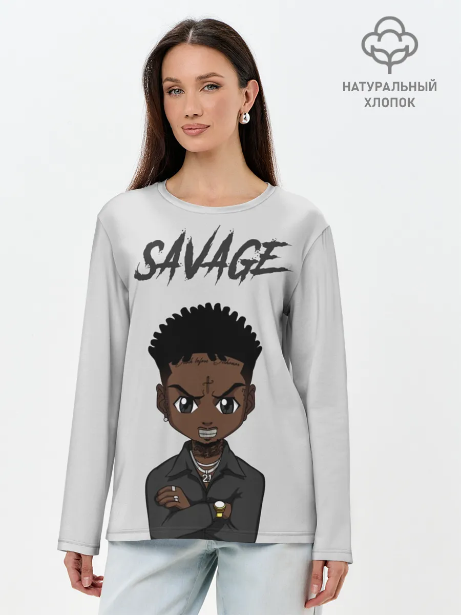 Лонгслив женский. Хлопок / 21 Savage