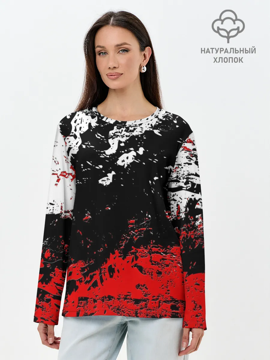 Лонгслив женский. Хлопок / БРЫЗГИ КРАСОК
