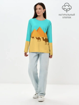 Лонгслив женский. Хлопок / Пирамиды Египта