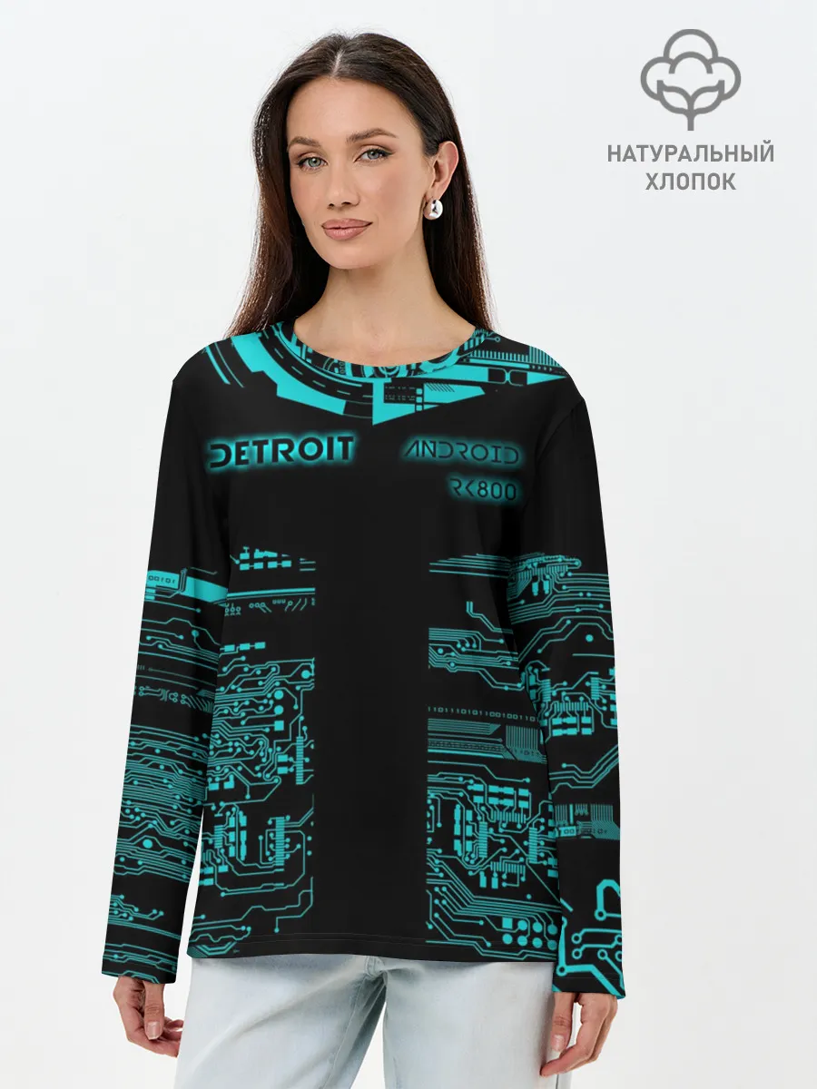 Лонгслив женский. Хлопок / Detroit become human