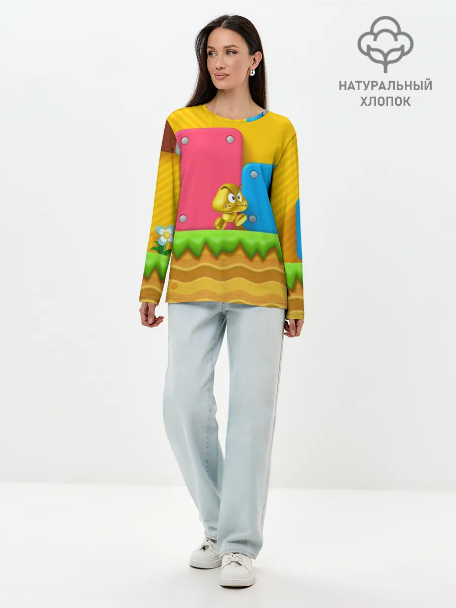 Лонгслив женский. Хлопок / Супер Марио