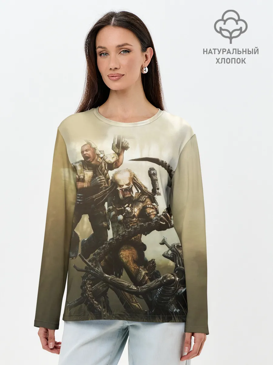 Лонгслив женский. Хлопок / Хищник
