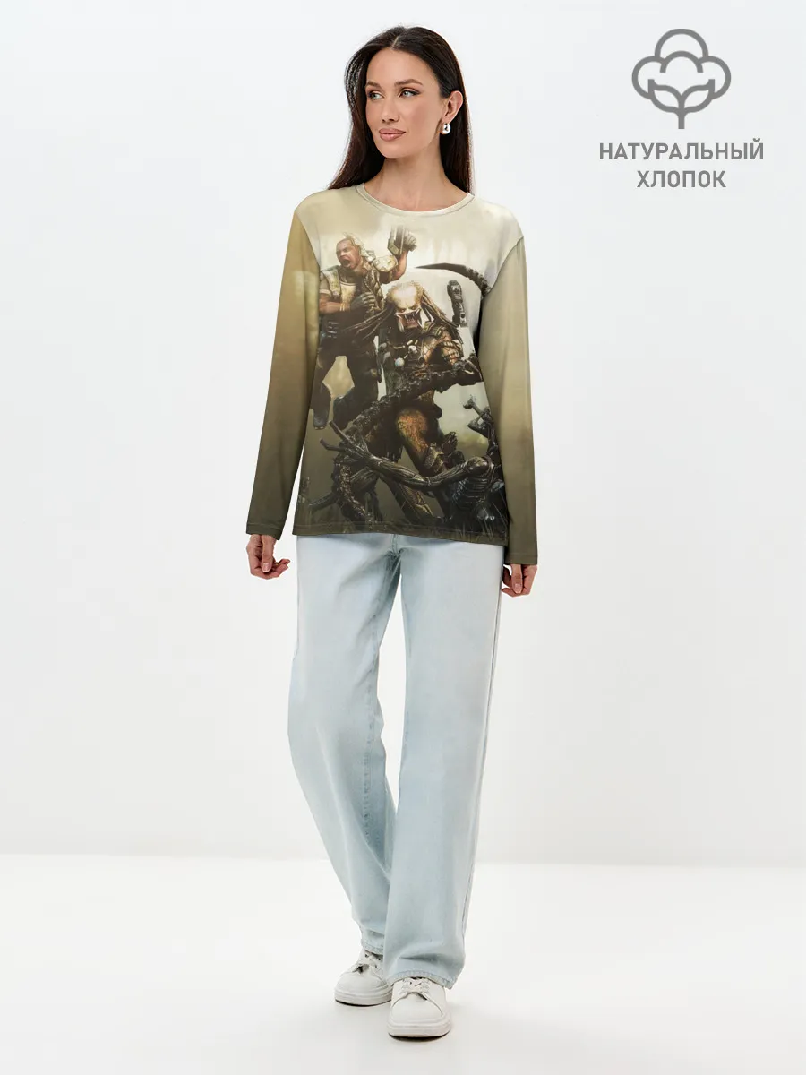 Лонгслив женский. Хлопок / Хищник