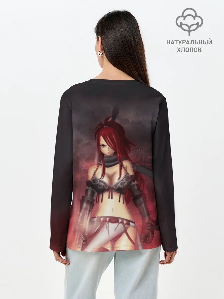 Лонгслив женский. Хлопок / Алая Эльза