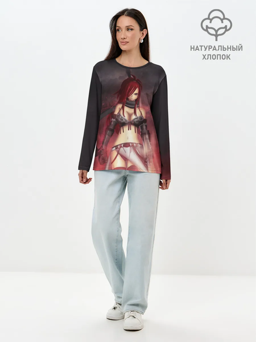Лонгслив женский. Хлопок / Алая Эльза