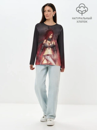 Лонгслив женский. Хлопок / Алая Эльза