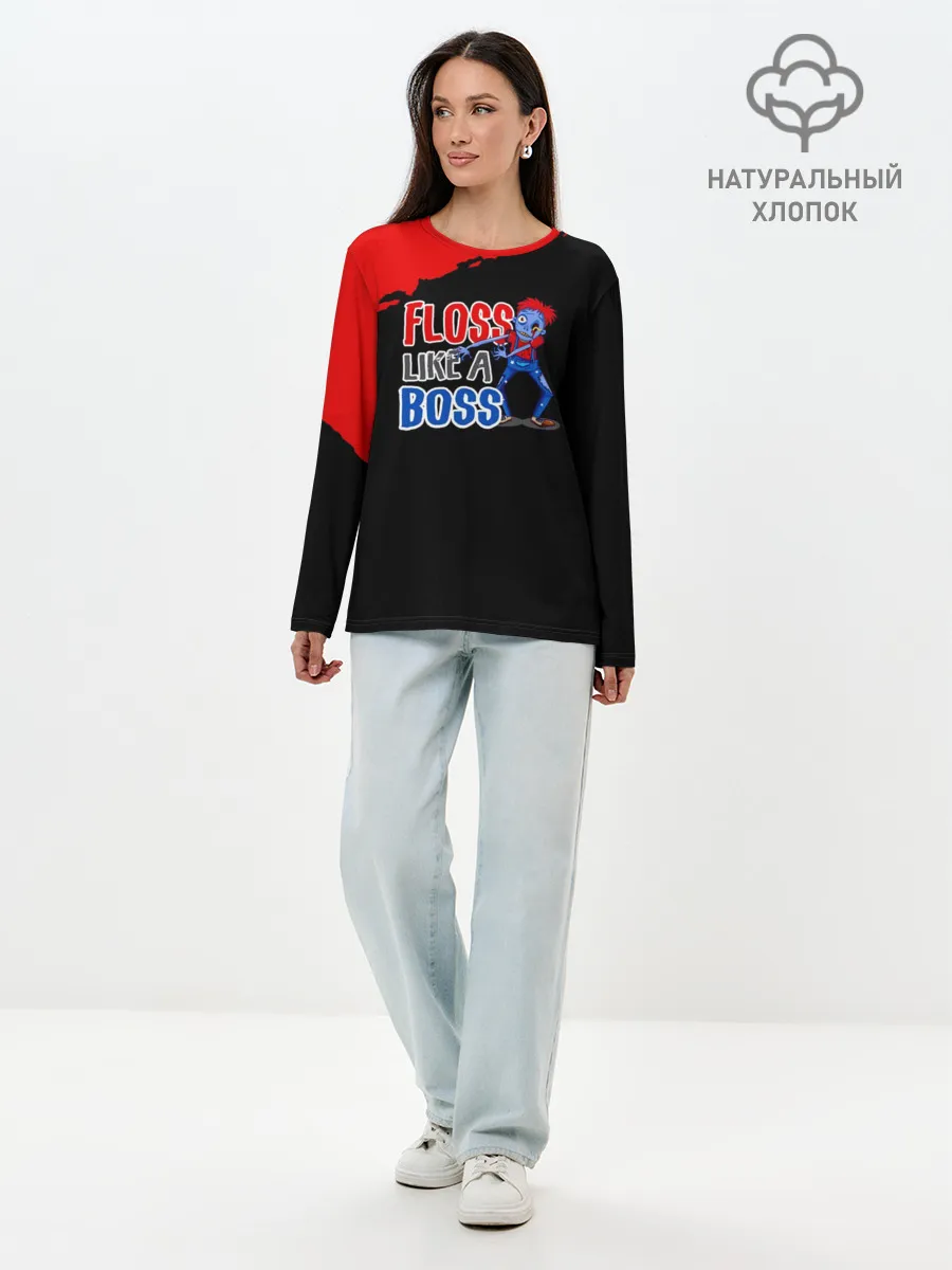 Лонгслив женский. Хлопок / Floss like a boss