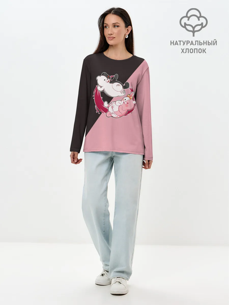 Лонгслив женский. Хлопок / MONOKUMA X MONOMI | МОНОКУМА