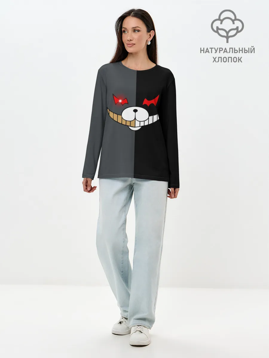 Лонгслив женский. Хлопок / KUROKUMA x MONOKUMA