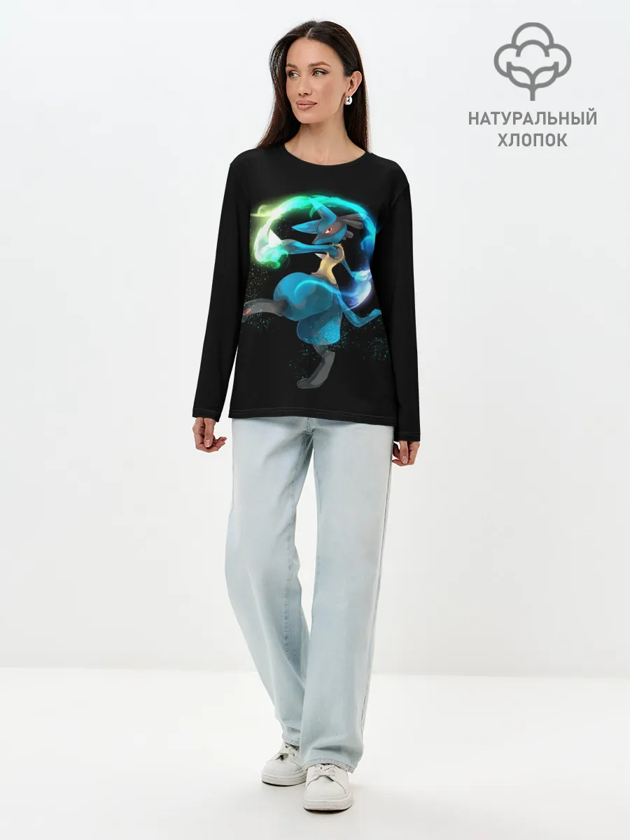 Лонгслив женский. Хлопок / Pokemon art