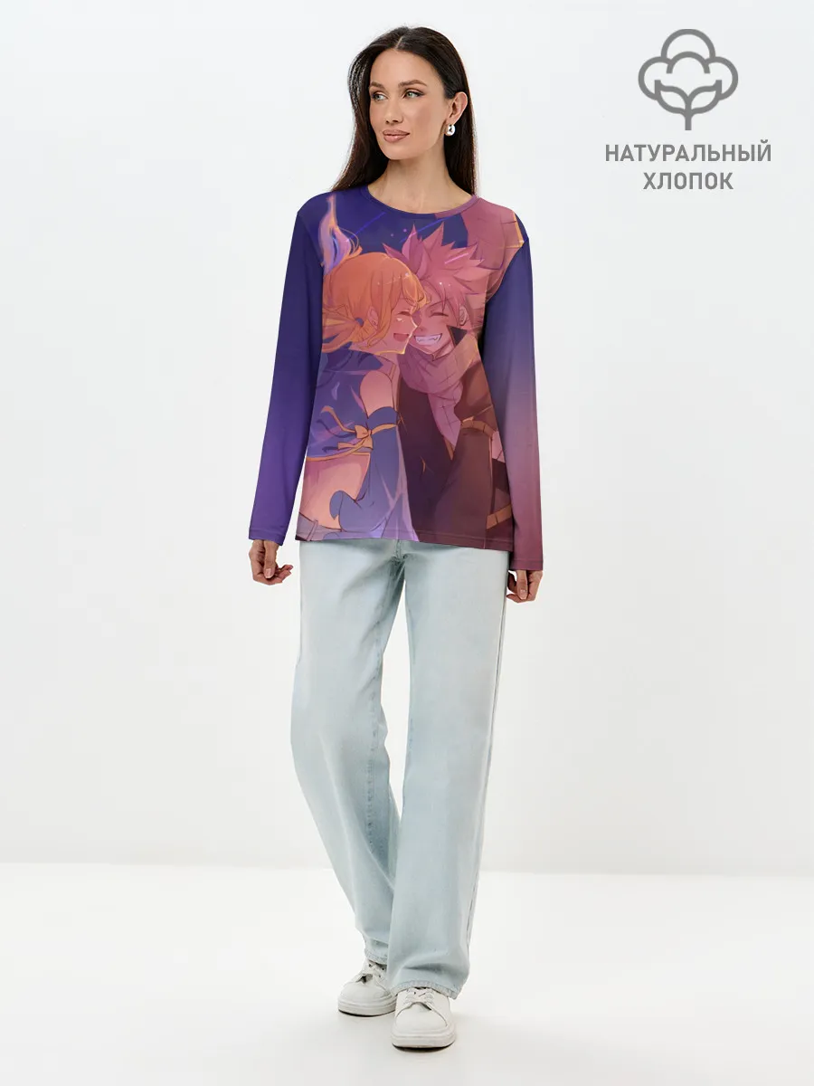 Лонгслив женский. Хлопок / Люси Хартфилия и Нацу Драгнил