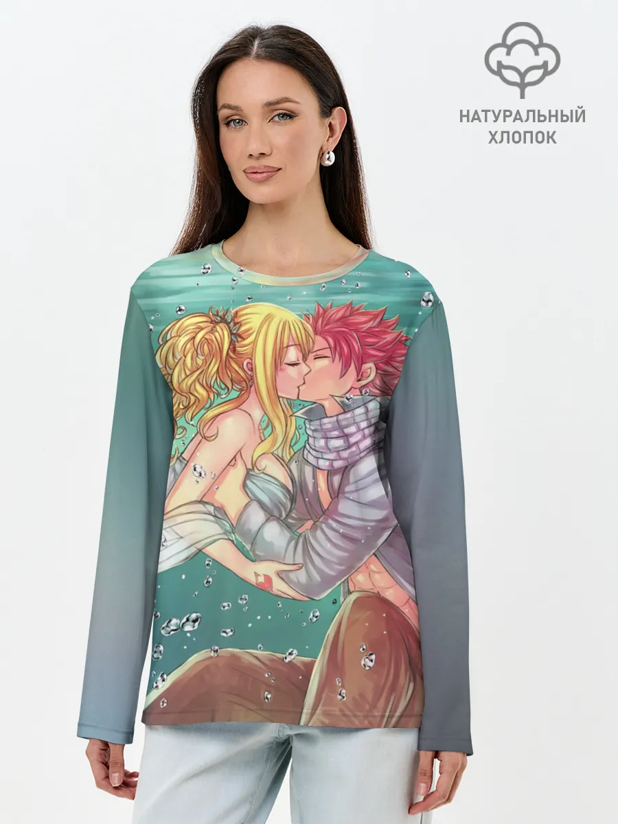 Лонгслив женский. Хлопок / Хвост Феи поцелуй Люси и Нацу