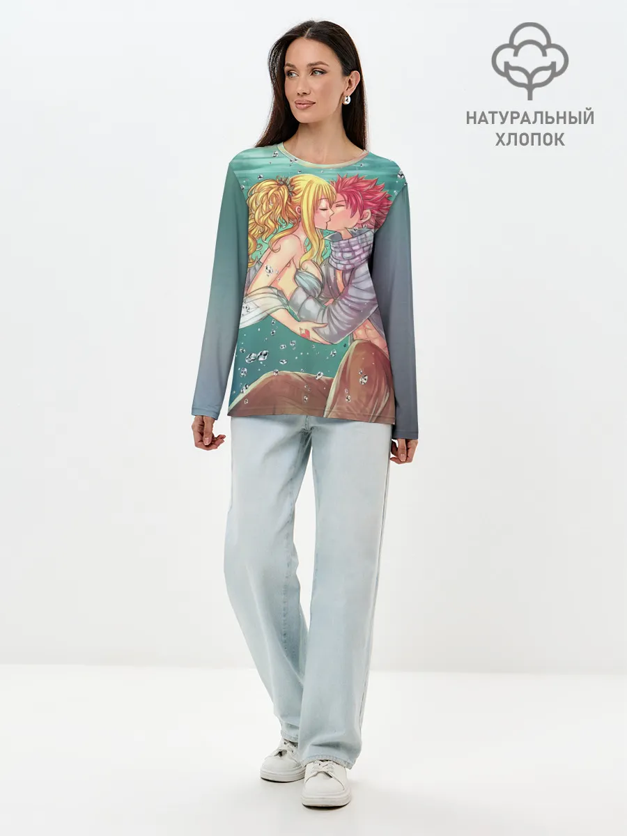 Лонгслив женский. Хлопок / Хвост Феи поцелуй Люси и Нацу