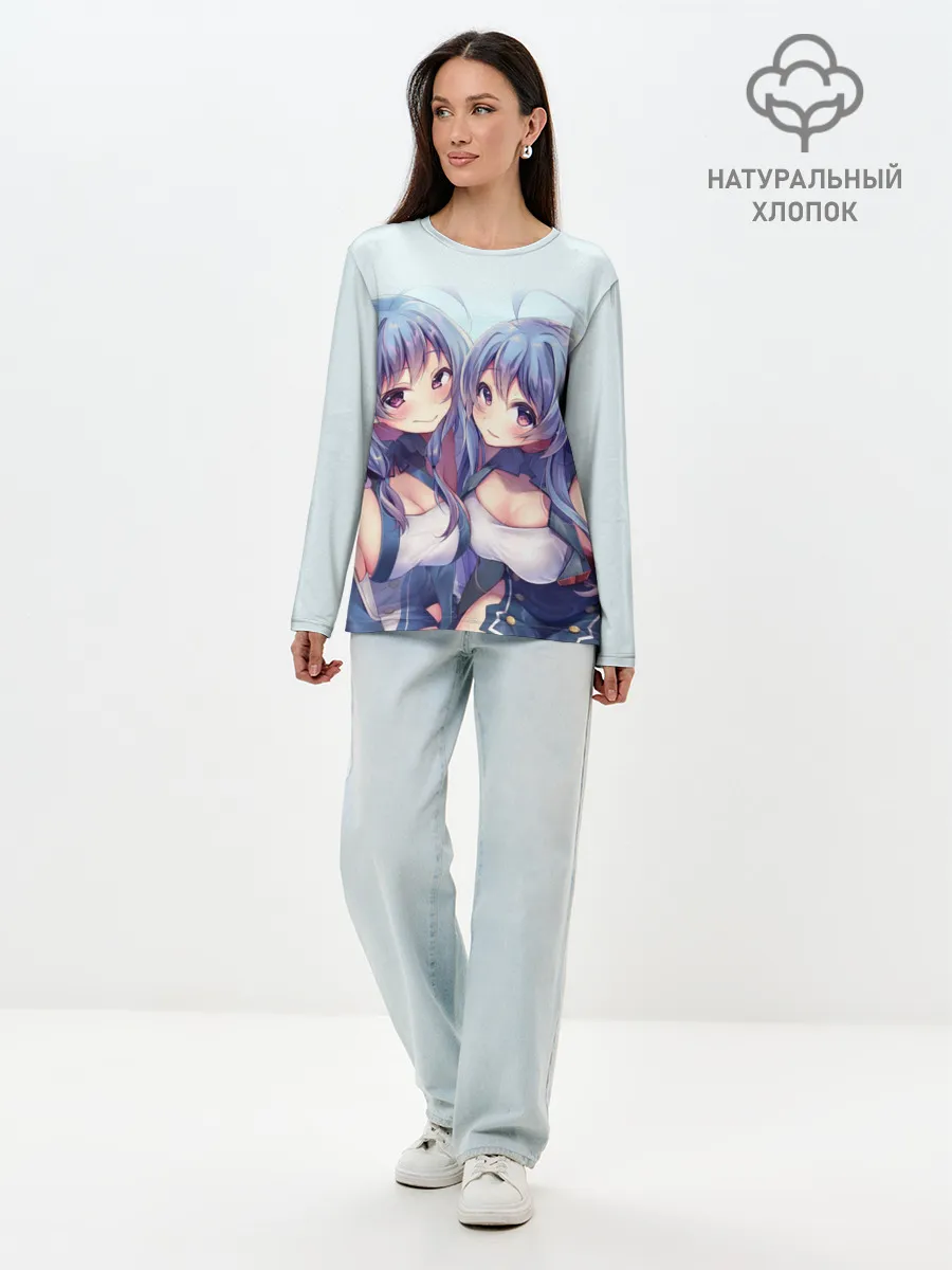 Лонгслив женский. Хлопок / Аниме девочки-двойняшки