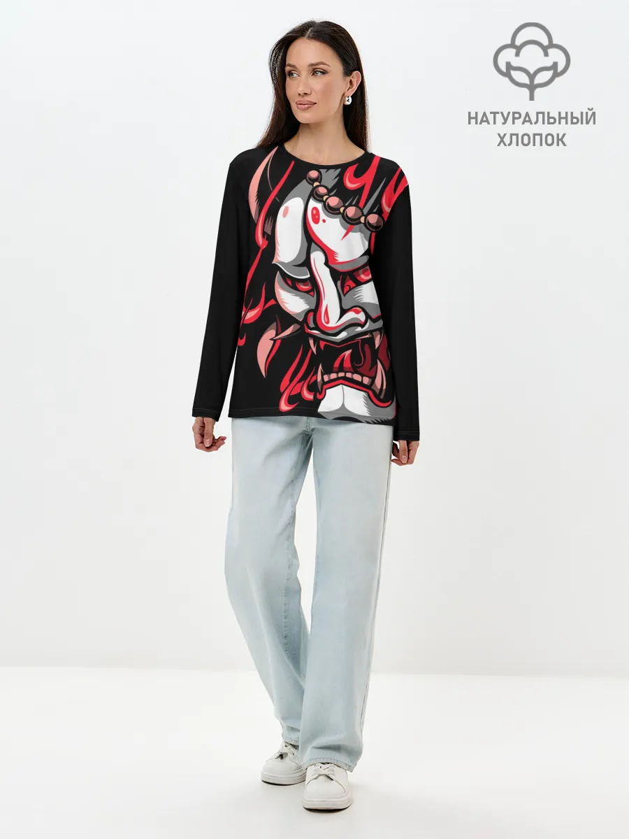 Лонгслив женский. Хлопок / Демон Они