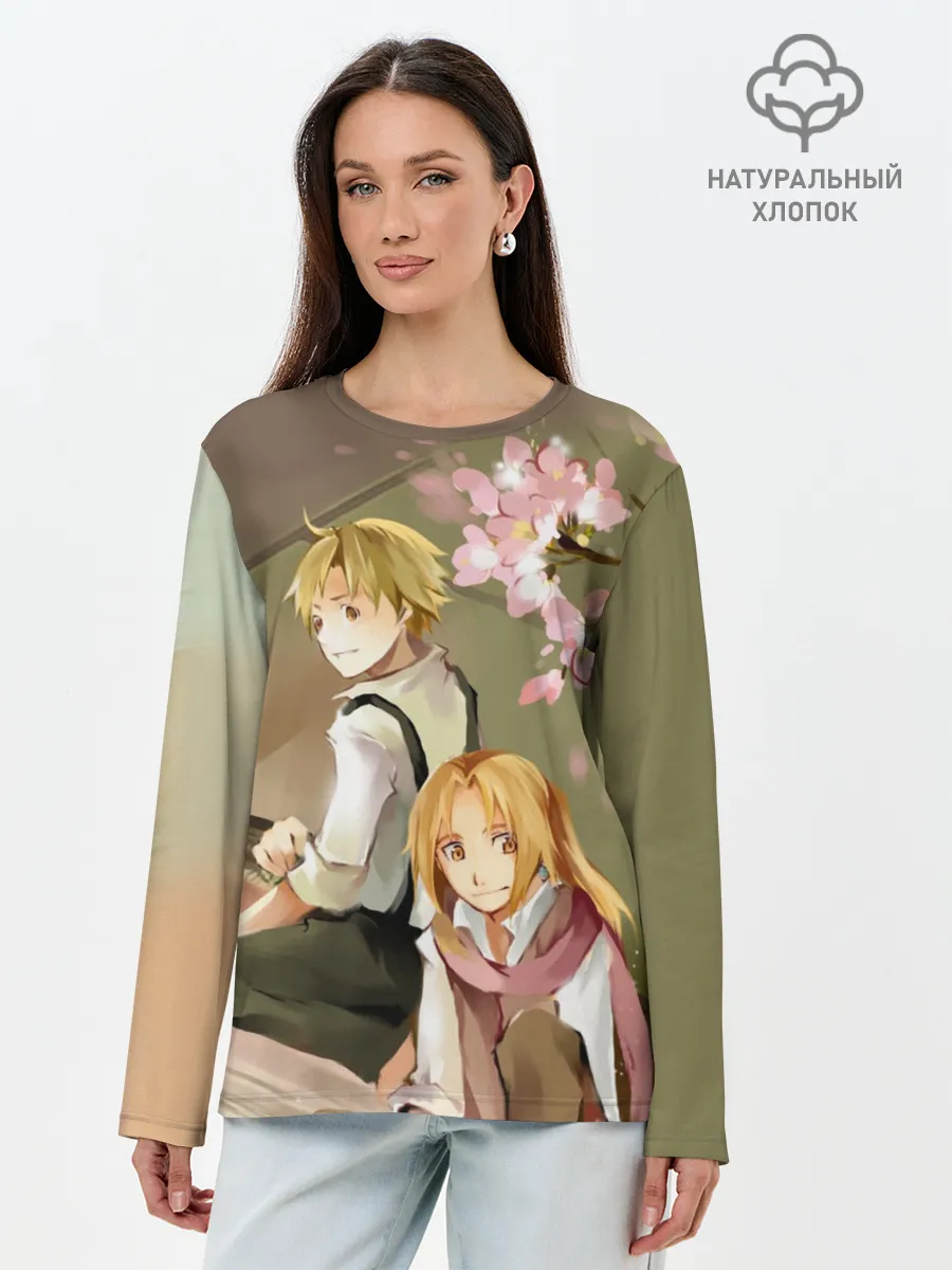 Лонгслив женский. Хлопок / Стальной алхимик